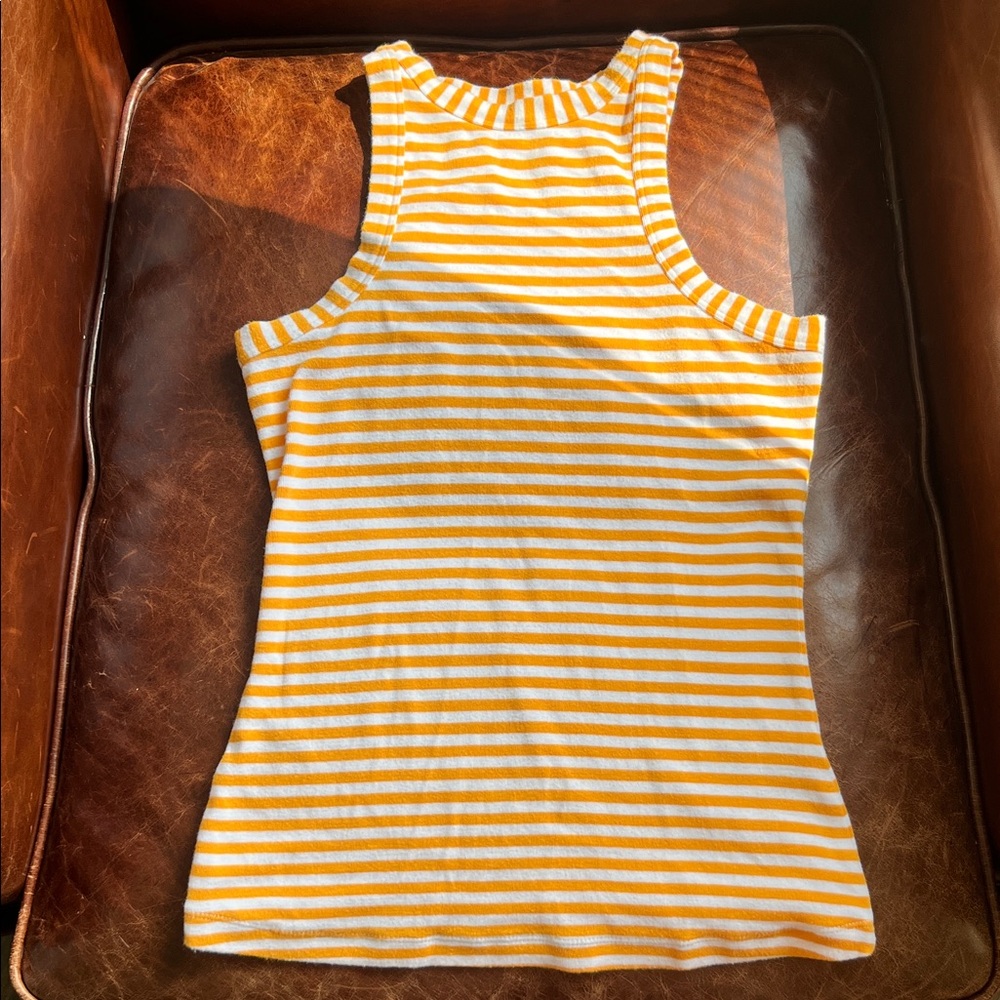 Anthropologie Mustard and White Striped Tank Top